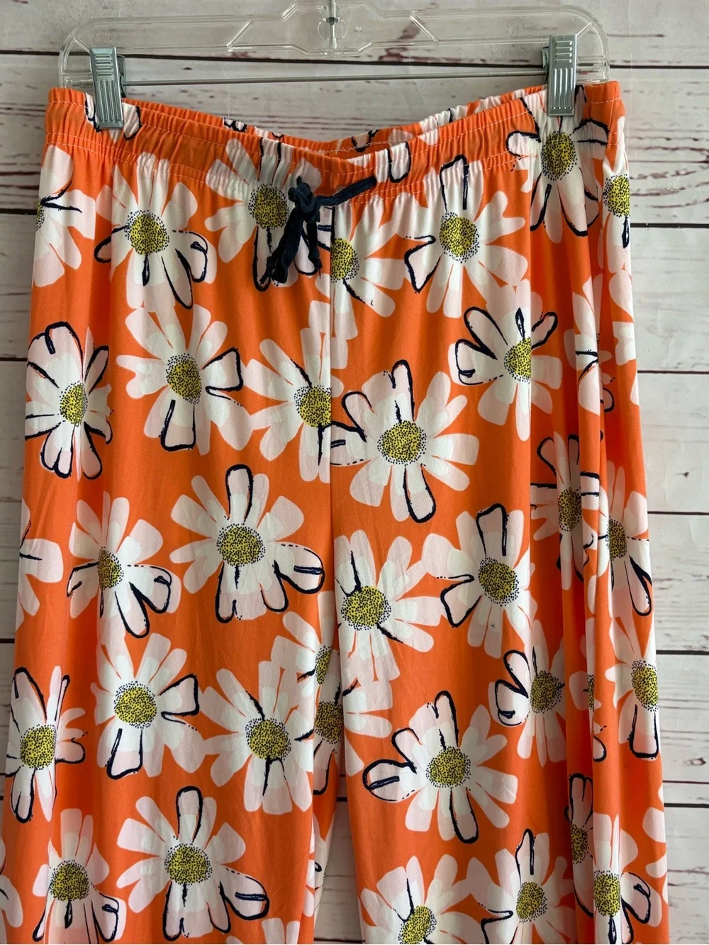 Hello Mello Lazy Daisy Orange White Lounge Pajama Pants Comfy Size Large/XL NWOT